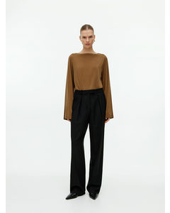 Boat-neck Cupro Top Brown