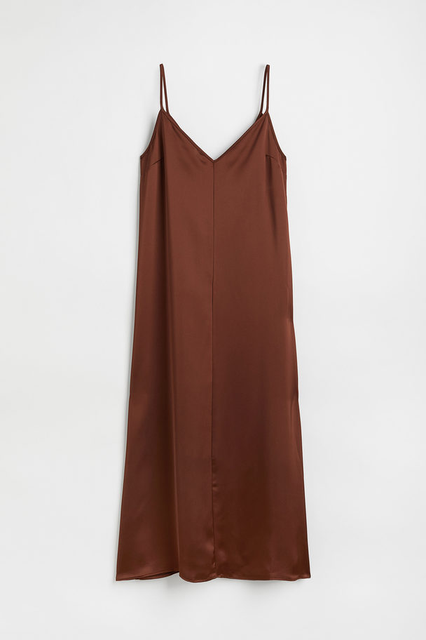 H&M Satin Slip Dress Dark Brown