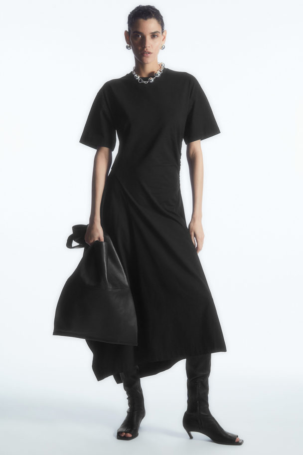 COS Asymmetric T-shirt Dress Black