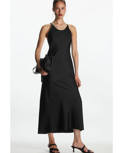 Silk Halterneck Midi Dress Black