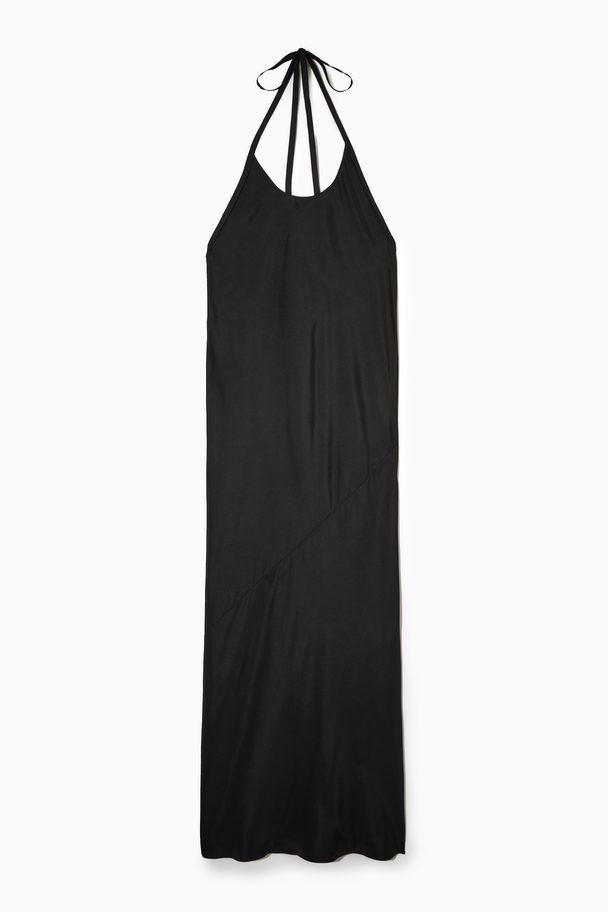 COS Silk Halterneck Midi Dress Black