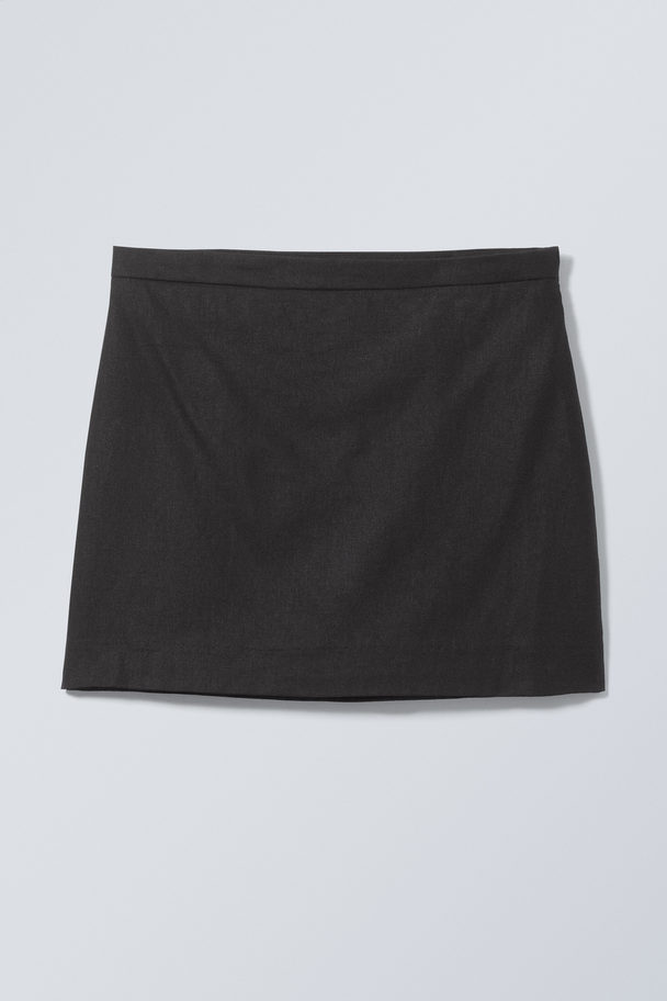 Weekday Millie Linen Mix Mini Skirt Svart