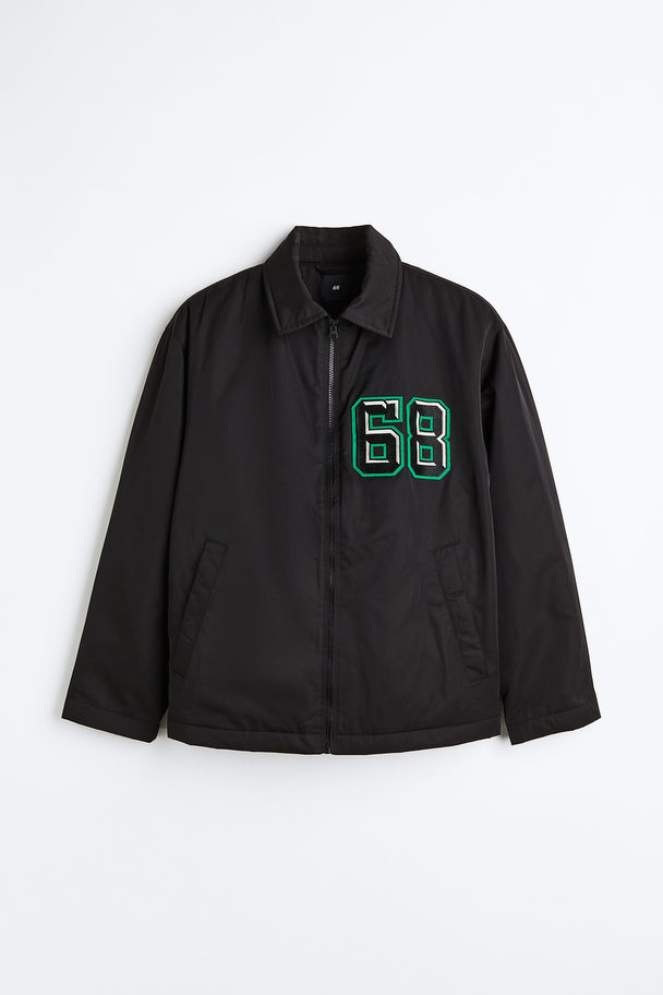 H&M Regular Fit Padded Baseball Jacket Black/68