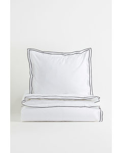 Linen-blend Single Duvet Cover Set White