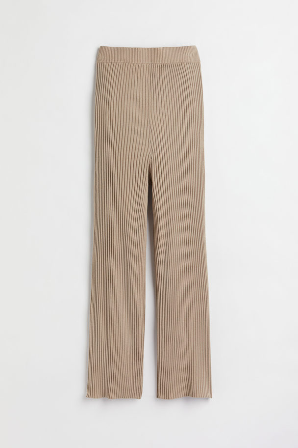 H&M Mama Rib-knit Trousers Light Greige