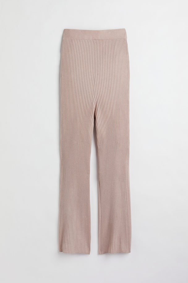 H&M Mama Rib-knit Trousers Light Beige