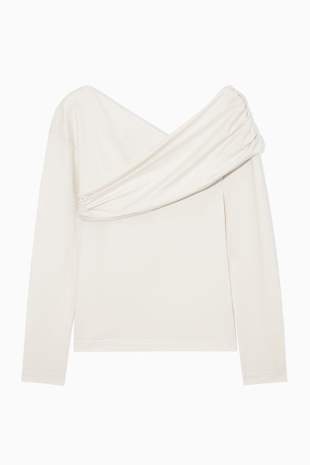 COS Gathered Off-the-shoulder Asymmetric Top Off-white