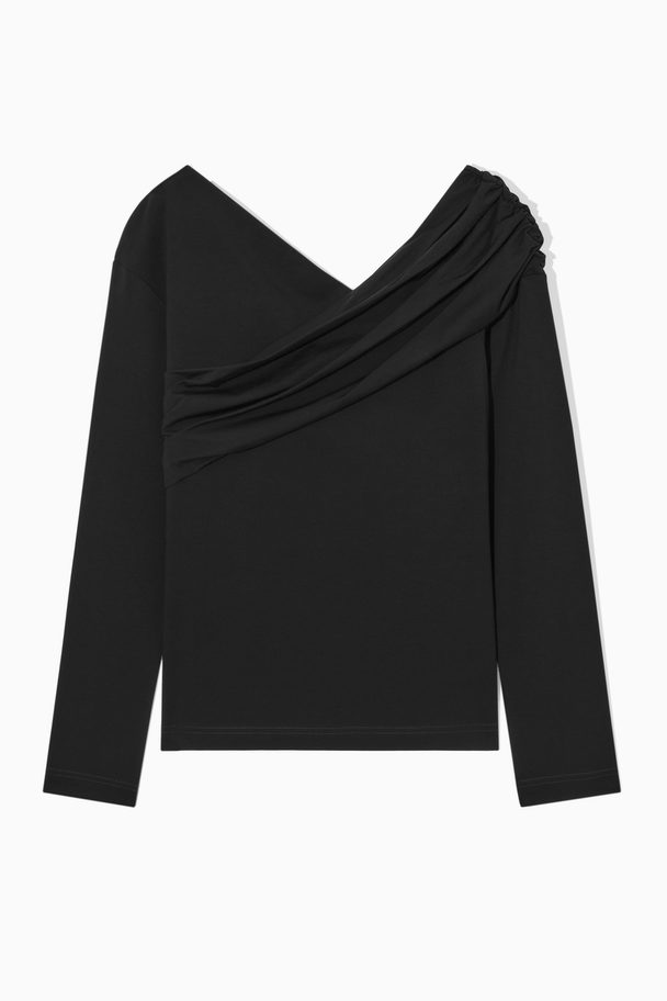COS Gathered Off-the-shoulder Asymmetric Top Black