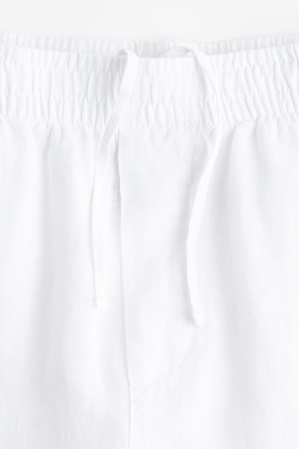 H&M Leinenhose Regular Fit Weiß