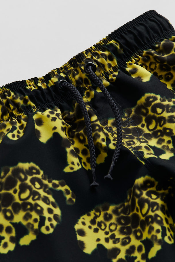 H&M Patterned Swim Shorts Black/leopards