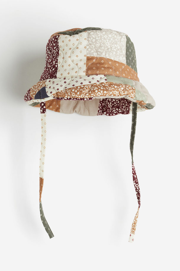 H&M Padded Bucket Hat Dark Red/patterned