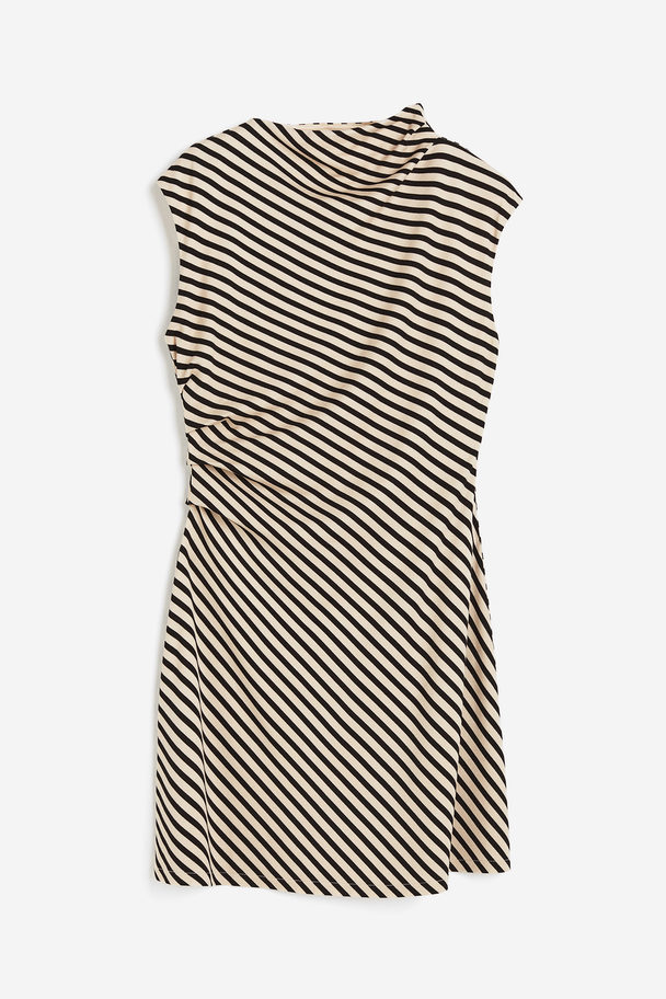 H&M Draped Jersey Dress Cream/striped