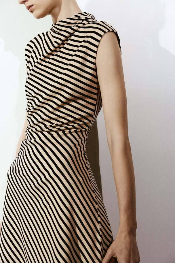 H&M Draped Jersey Dress Cream/striped