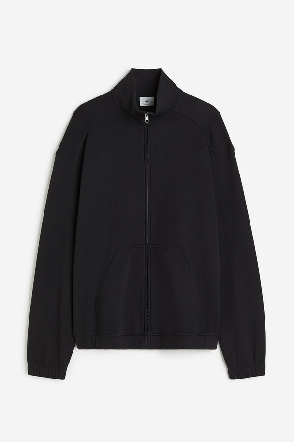 H&M Relaxed Fit Zip-through Jacket Black