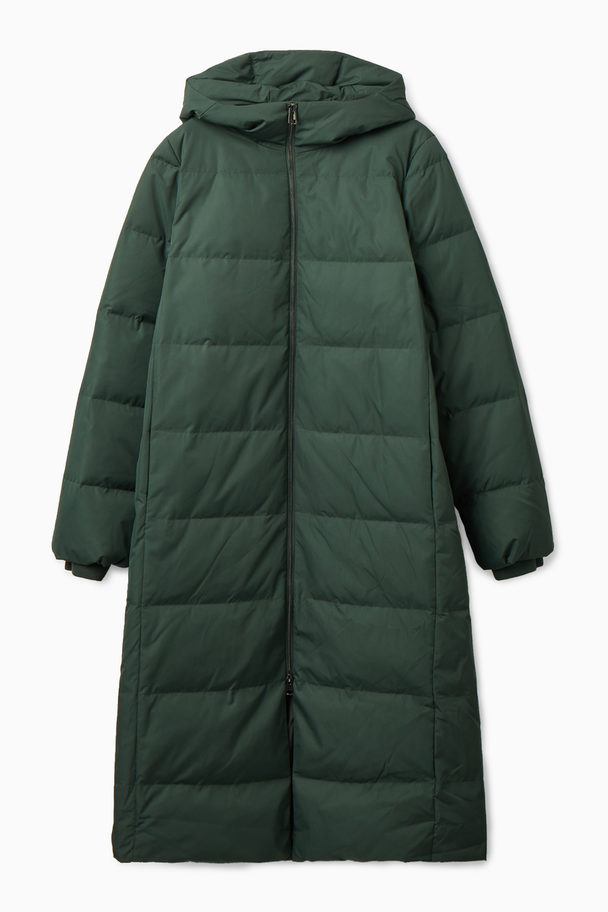 COS Recycled-down Longline Puffer Coat Teal