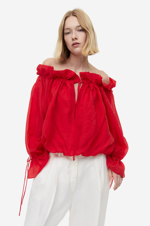 H&M Off-the-shoulder Blouse Red