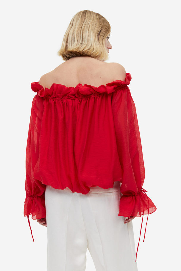 H&M Off-Shoulder-Bluse Rot