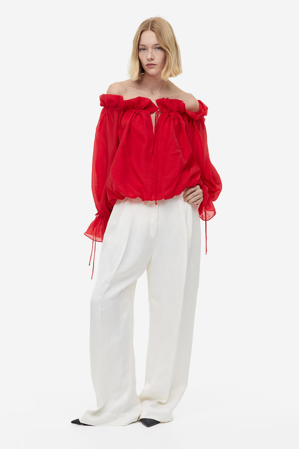 H&M Off-the-shoulder Blouse Red
