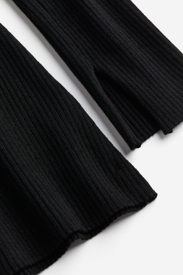 H&M Rib-knit Sweetheart-neck Top Black
