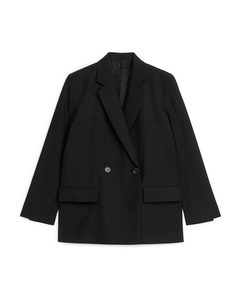 Hopsack Blazer Met Dubbele Knopen Zwart