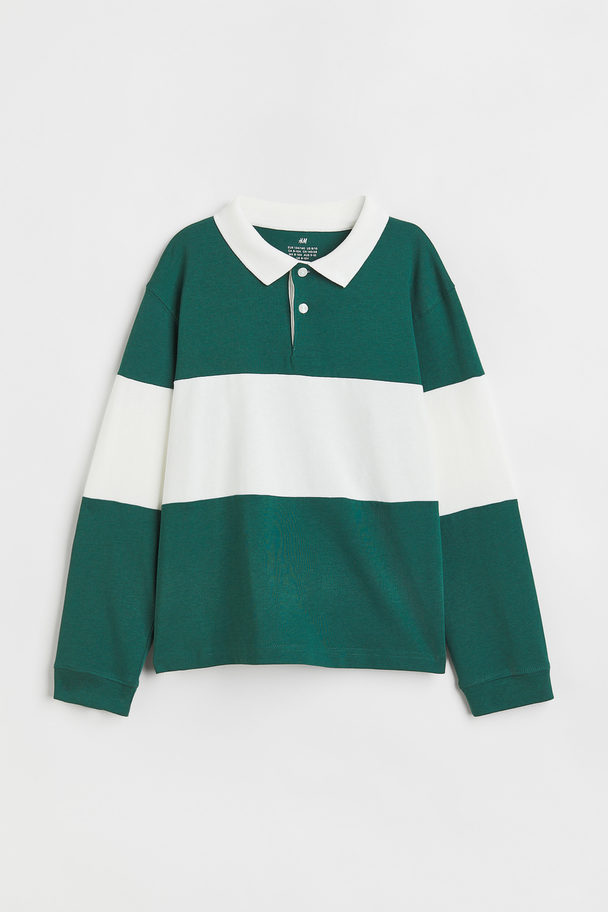 H&M Rugbyshirt aus Baumwolle Grün/Blockfarben