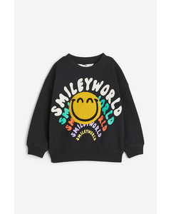 Oversized Sweatshirt Med Motiv Svart/smileyworld®