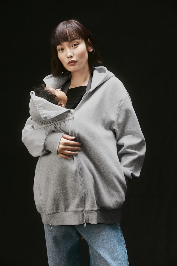 H&M Mama Before & After Babywearing Zip-through Hoodie Light Grey Marl