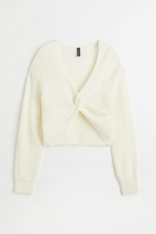 H&M Knot-detail Knitted Jumper White