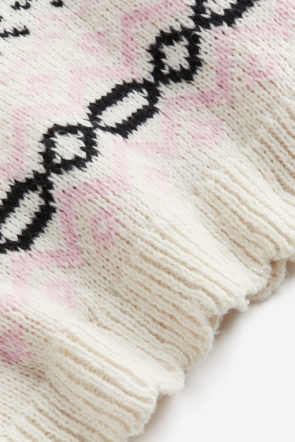 H&M Jacquard-knit Turtleneck Jumper Cream/patterned