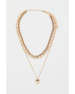 Three-strand Pendant Necklace Gold-coloured