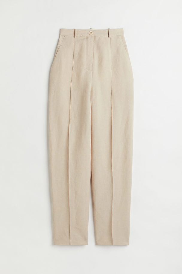 H&M Elegante Hose aus Leinenmischung Hellbeige