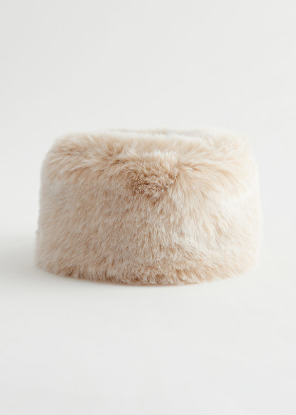 & Other Stories Faux Fur Winter Hat Cream