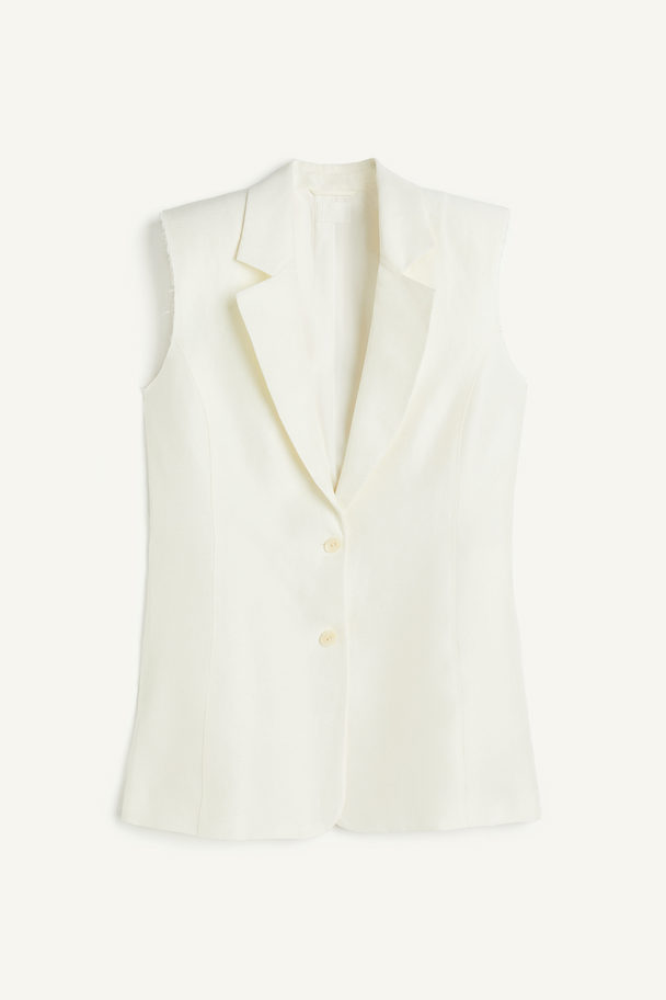 H&M Ärmelloser Blazer aus Leinenmix Weiß