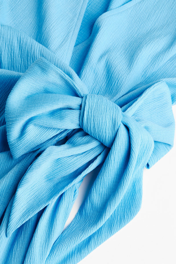 H&M Balloon-sleeved Wrap Dress Blue