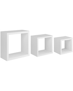 Homemania Rubic Plank - Wanddecoratie - Woonkamer, Slaapkamer, Kantoor - Wit In Mdf, 35 X 35 X 15,5/ 25 X 25 X 15,5/ 20 X 20 X 15,5