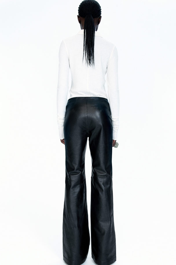 H&M Leren Broek Zwart