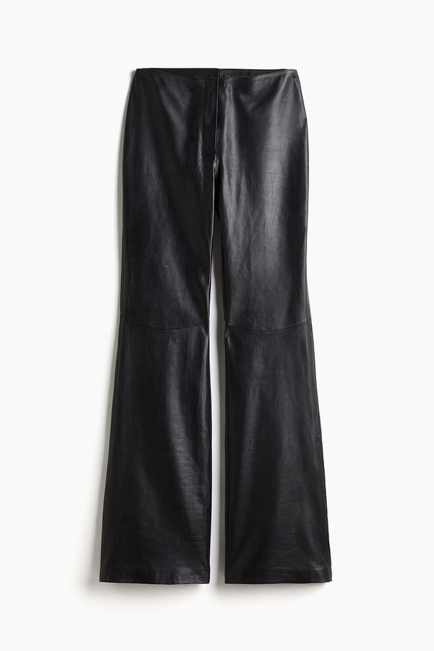 H&M Leren Broek Zwart