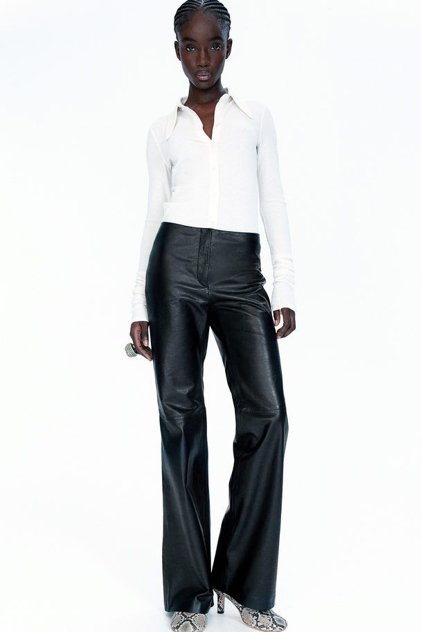 H&M Leather Trousers Black