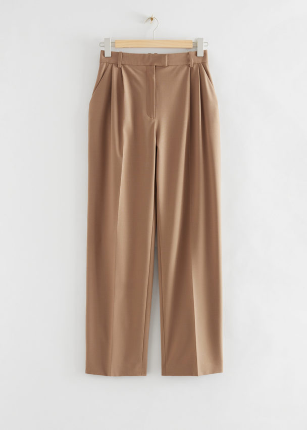 & Other Stories Tailored Relaxed-fit Trousers Beige
