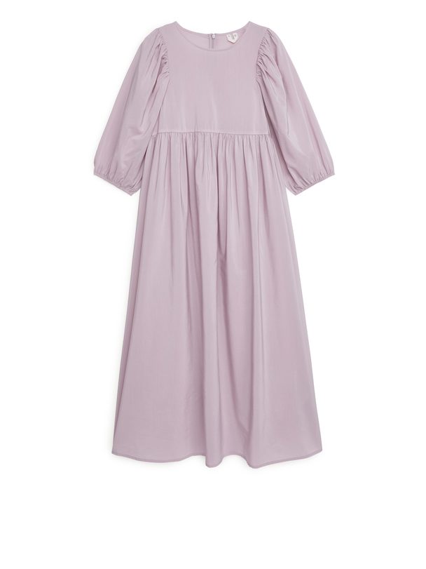 Arket Puff Sleeve Cupro Blend Dress Lilac