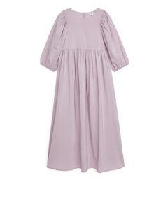 Puff Sleeve Cupro Blend Dress Lilac