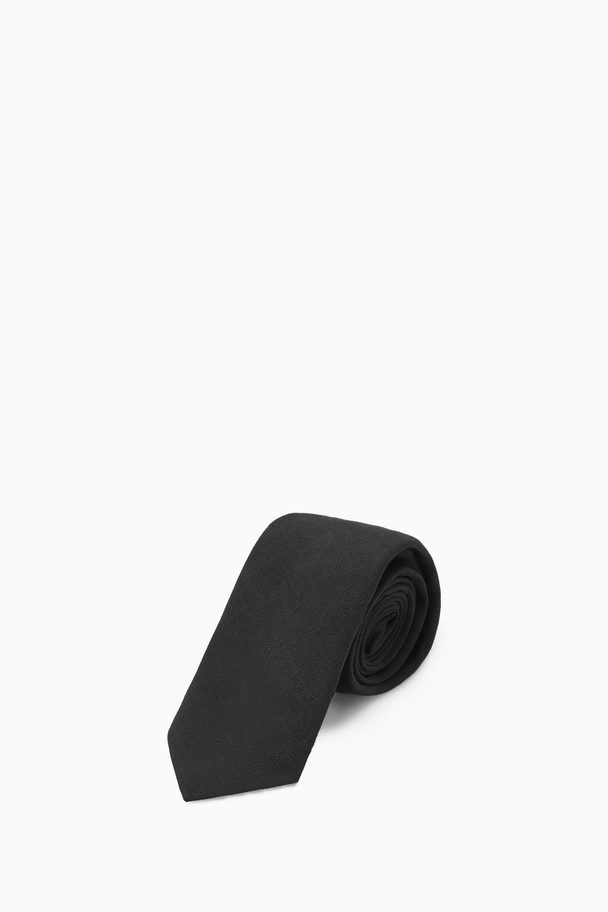 COS Linen Tie Black