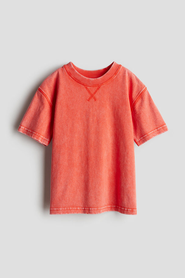 H&M Washed-look T-shirt Light Red