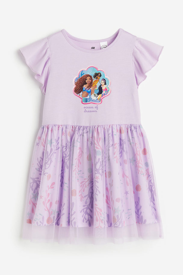 H&M Printed Tulle Dress Lilac/the Little Mermaid