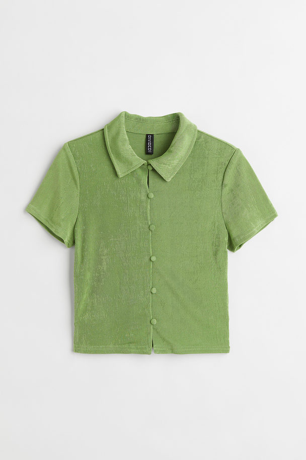 H&M Cropped Shirt Grün