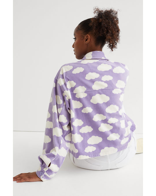 H&M Oversized Fleece Shacket Light Purple/clouds