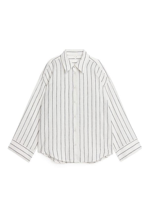 ARKET Skjorta I Linne Off-white/svart