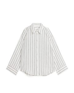 Skjorta I Linne Off-white/svart