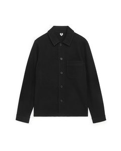 Wool Cotton Overshirt Black