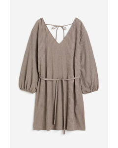 Jerseykleid mit Struktur Taupe